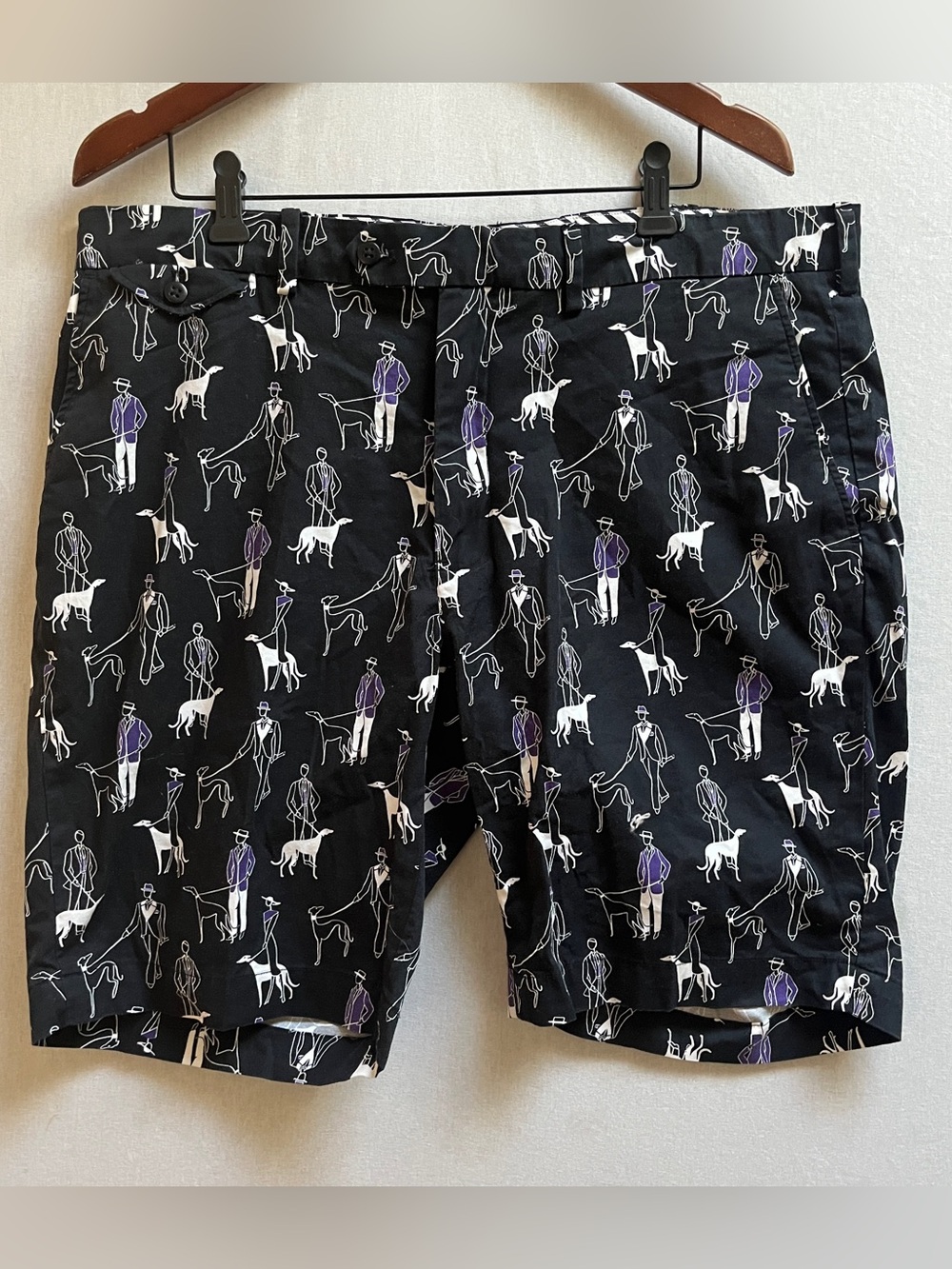 Polo Golf Ralph Lauren Art Deco Gentlemen Dog Show Print Shorts Mens 38